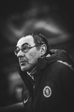 Kiev, Ukrayna - 14 Mart 2019: Teknik Direktör Maurizio Sarri 