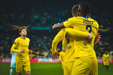 Kiev, Ukrayna - 14 Mart 2019: Olivier Giroud, Antonio Rudiger