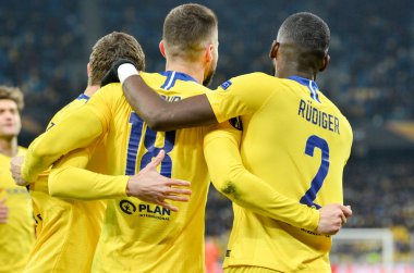 Kiev, Ukrayna - 14 Mart 2019: Olivier Giroud, Antonio Rudiger
