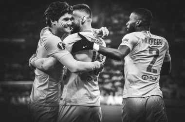 Kiev, Ukrayna - 14 Mart 2019: Olivier Giroud ve Antonio Rudig