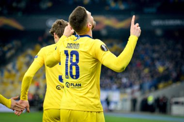 Kiev, Ukrayna - 14 Mart 2019: Olivier Giroud gol s kutlamak