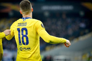 Kiev, Ukrayna - 14 Mart 2019: Olivier Giroud gol s kutlamak