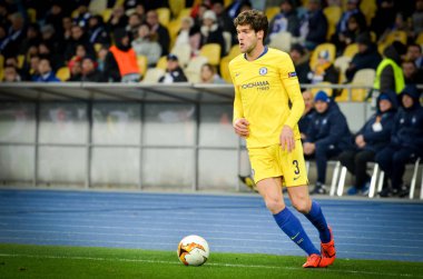 Kiev, Ukrayna - 14 Mart 2019: Marcos Alonso oyuncu sırasında