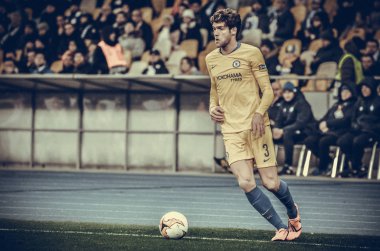 Kiev, Ukrayna - 14 Mart 2019: Marcos Alonso oyuncu sırasında