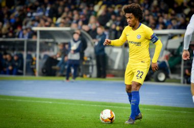 Kiev, Ukrayna - 14 Mart 2019: Uefa Europa sırasında Willian 