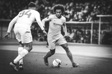 Kiev, Ukrayna - 14 Mart 2019: Uefa Europa sırasında Willian 