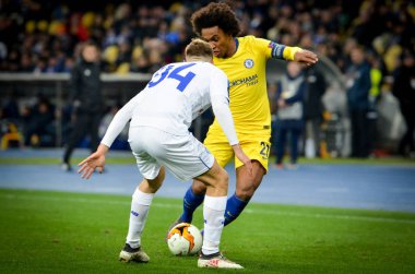 Kiev, Ukrayna - 14 Mart 2019: Uefa Europa sırasında Willian 