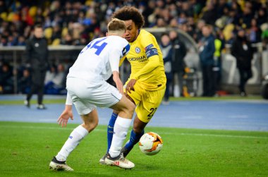 Kiev, Ukrayna - 14 Mart 2019: Uefa Europa sırasında Willian 