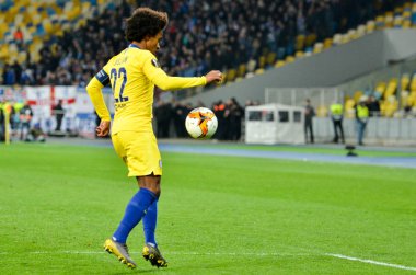 Kiev, Ukrayna - 14 Mart 2019: Uefa Europa sırasında Willian 