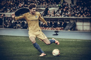 Kiev, Ukrayna - 14 Mart 2019: Marcos Alonso oyuncu sırasında 