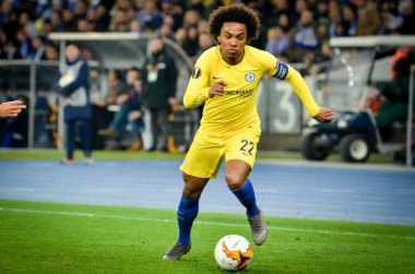 Kiev, Ukrayna - 14 Mart 2019: Uefa E sırasında Willian oyuncu