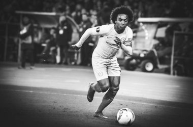 Kiev, Ukrayna - 14 Mart 2019: Uefa E sırasında Willian oyuncu