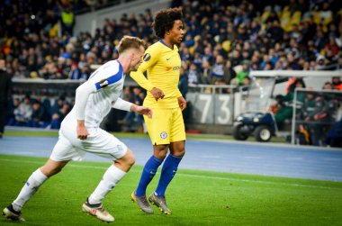 Kiev, Ukrayna - 14 Mart 2019: Uefa sırasında Willian oyuncu 