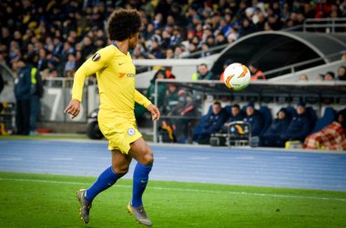 Kiev, Ukrayna - 14 Mart 2019: Uefa sırasında Willian oyuncu 