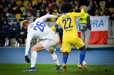 Kiev, Ukrayna - 14 Mart 2019: Uefa sırasında Willian oyuncu 