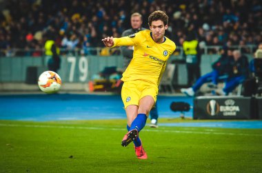 Kiev, Ukrayna - 14 Mart 2019: Marcos Alonso oyuncu sırasında