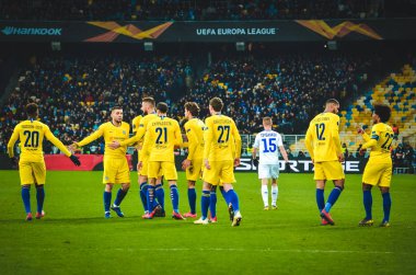 Kiev, Ukrayna - 14 Mart 2019: Chelsea Futbolcu kutlamak