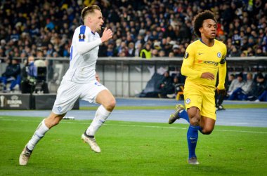Kiev, Ukrayna - 14 Mart 2019: Uefa Europa sırasında Willian 