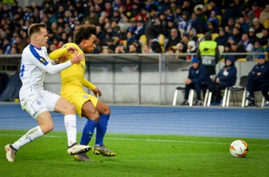 Kiev, Ukrayna - 14 Mart 2019: Uefa Europa sırasında Willian 