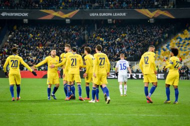 Kiev, Ukrayna - 14 Mart 2019: Chelsea Futbolcu kutlamak