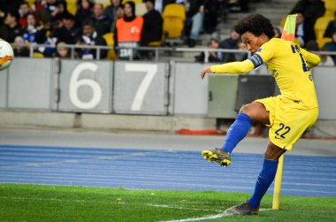 Kiev, Ukrayna - 14 Mart 2019: Uefa E sırasında Willian oyuncu