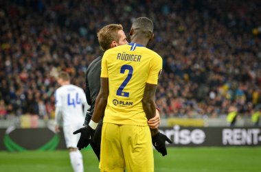 Kiev, Ukrayna - 14 Mart 2019: Antonio Rudiger oyuncu sırasında t