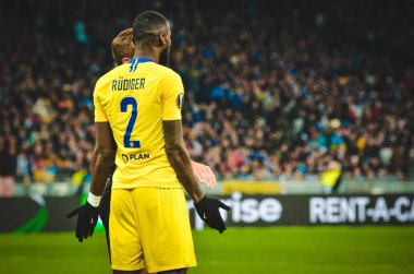 Kiev, Ukrayna - 14 Mart 2019: Antonio Rudiger oyuncu sırasında t