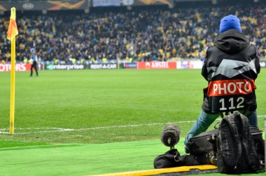 Kiev, Ukrayna - 14 Mart 2019: Gazeteciler ve fotoğrafçılar w