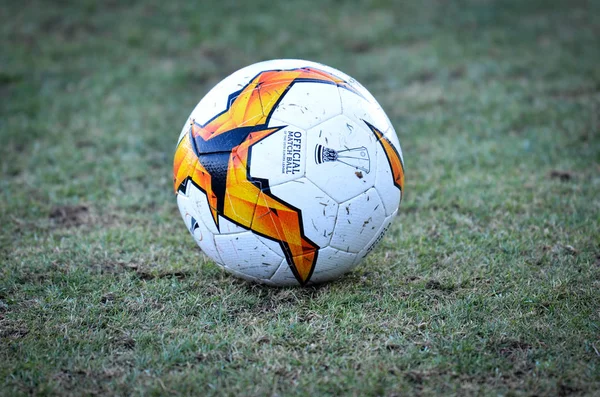 Kiev, UKRAINE - March 14, 2019:  Europa League soccer ball close — Stock Photo, Image