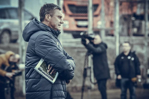 Kijów, Ukraina-14 marca 2019: Aleksandr Khatskevich trener dur — Zdjęcie stockowe