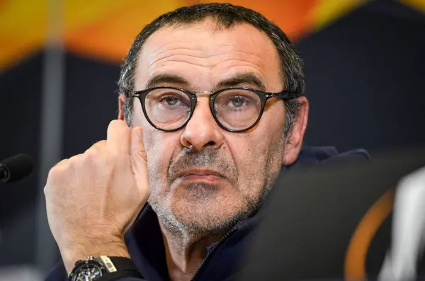 Kiew, Ukraine - 14. März 2019: maurizio sarri auf der Pressekonferenz — Stockfoto