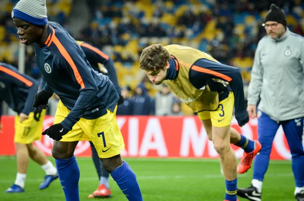 Kiev, Ukrayna - 14 Mart 2019: N'Golo Kante ve Marcos Alonso 