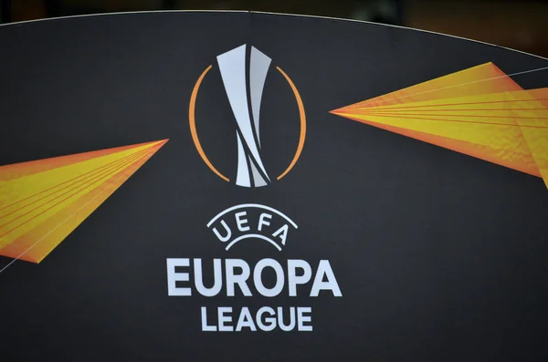 Киев, Украина - 14 марта 2019 года: логотип и эмблема УЕФА Европа Леа — стоковое фото