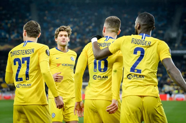 Kiev, Ukrayna - 14 Mart 2019: Olivier Giroud ve Antonio Rudig