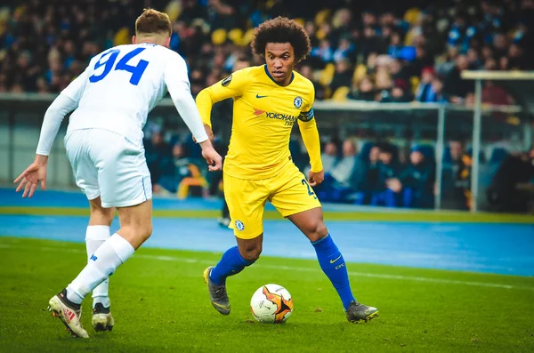 Kiev, Ukrayna - 14 Mart 2019: Uefa Europa sırasında Willian 