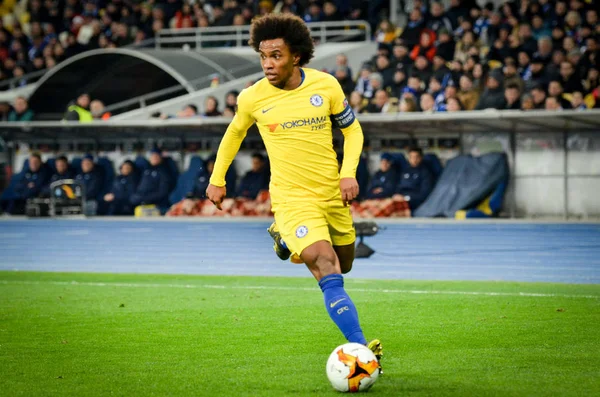 Kiev, UCRANIA - 14 de marzo de 2019: Jugador Willian durante la UEFA E — Foto de Stock