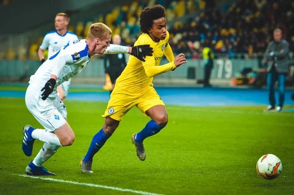 Kiev, Ukrayna - 14 Mart 2019: Uefa sırasında Willian oyuncu 