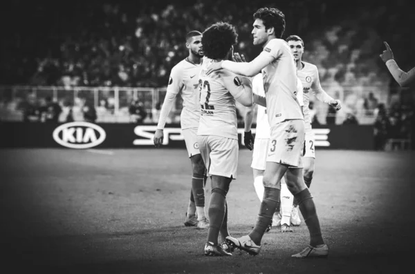 Kiev, UKRAINE - March 14, 2019:  Willian and Marcos Alonso durin — Stock Photo, Image