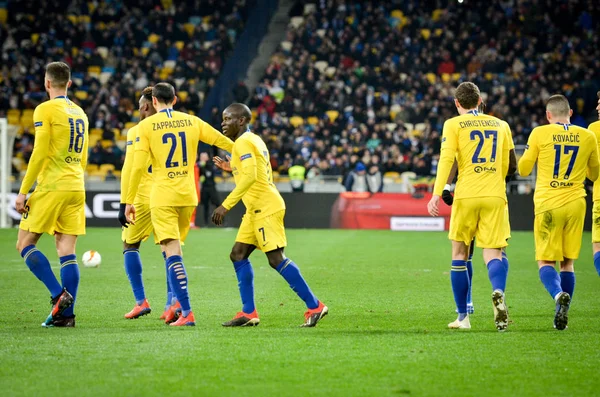 Kiev, Ukrayna - 14 Mart 2019: Chelsea Futbolcu kutlamak