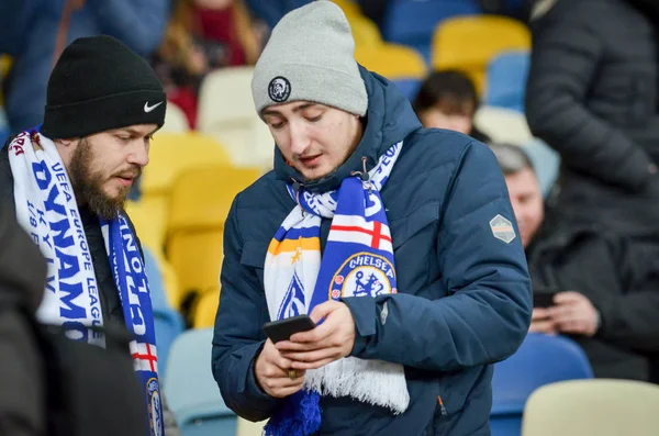 Κίεβο, Ουκρανία-14 Μαρτίου 2019: οι οπαδοί της Chelsea υποστηρίζουν την ομάδα d — Φωτογραφία Αρχείου
