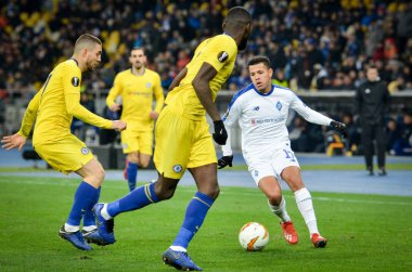 Kiev, Ukrayna - 14 Mart 2019: Avrupa Birliği Avrupa Ligi'nde Mateo Kovacic