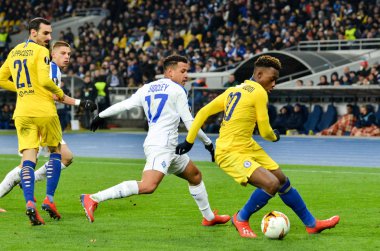 Kiev, Ukrayna - 14 Mart 2019: Callum Hudson-Odoi oyuncu