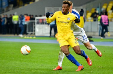 Kiev, Ukrayna - 14 Mart 2019: Callum Hudson-Odoi oyuncu