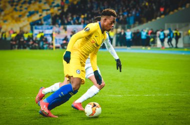Kiev, Ukrayna - 14 Mart 2019: Callum Hudson-Odoi oyuncu