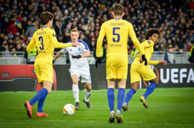 Kiev, Ukrayna - 14 Mart 2019: Avrupa Birliği Avrupa Ligi'nde Marcos Alonso