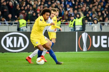 Kiev, Ukrayna - 14 Mart 2019: Uefa Europa L sırasında Willian