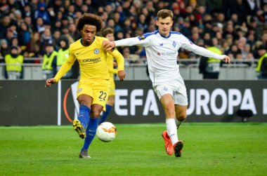 Kiev, Ukrayna - 14 Mart 2019: Uefa Europa L sırasında Willian