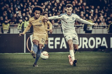 Kiev, Ukrayna - 14 Mart 2019: Uefa Europa L sırasında Willian
