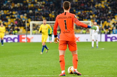 Kiev, Ukrayna - 14 Mart 2019: Uef sırasında Kepa Arrizabalaga