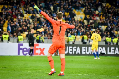 Kiev, Ukrayna - 14 Mart 2019: Uef sırasında Kepa Arrizabalaga